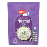 Packaging of Jacks - Microwavable Basmati Rice - 250g, ready in 3 minutes.